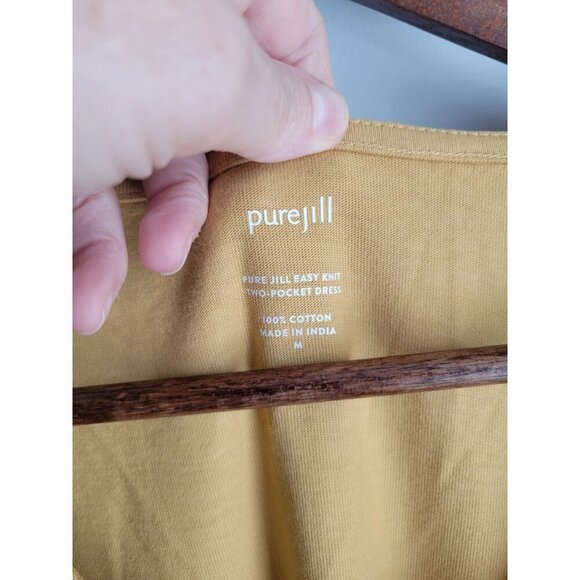 J Jill PureJill Easy Knit Two Pocket Dress Size M Light Curry Yellow Minimalist - Picture 4 of 5